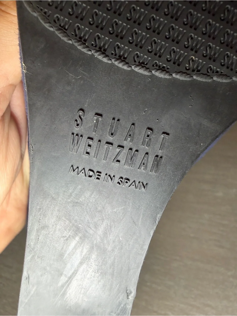 Stuart Weitzman Navy Blue Suede Wedge Pumps Round Toe Dress Shoes Spain Size 8